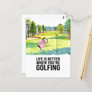 Golf Life ist besser, wenn man Golf spielt Postkarte