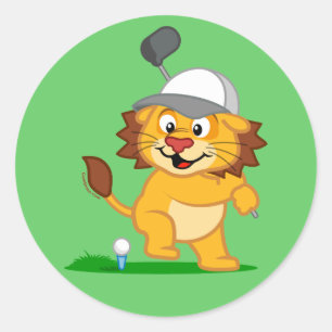 Golf Lion Runder Aufkleber