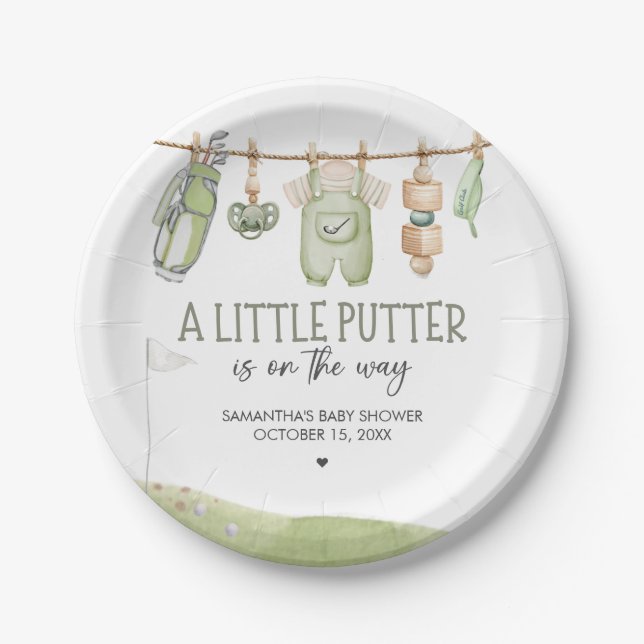 Golf Little Putter Baby Shower Pappteller (Vorderseite)
