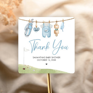 Golf Little Putter Baby Shower Quadratischer Aufkleber
