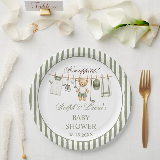 Golf Little Putter Bär Baby Shower  Pappteller (Hochzeit)