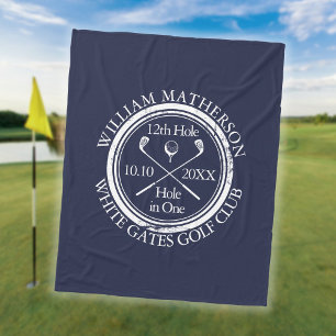 Golf-Loch-in-Eins in königlichem Blau personalisie Fleecedecke