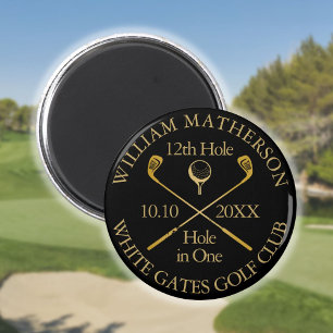 Golf Loch In Eins Personalisiert Schwarz Und Gold Magnet