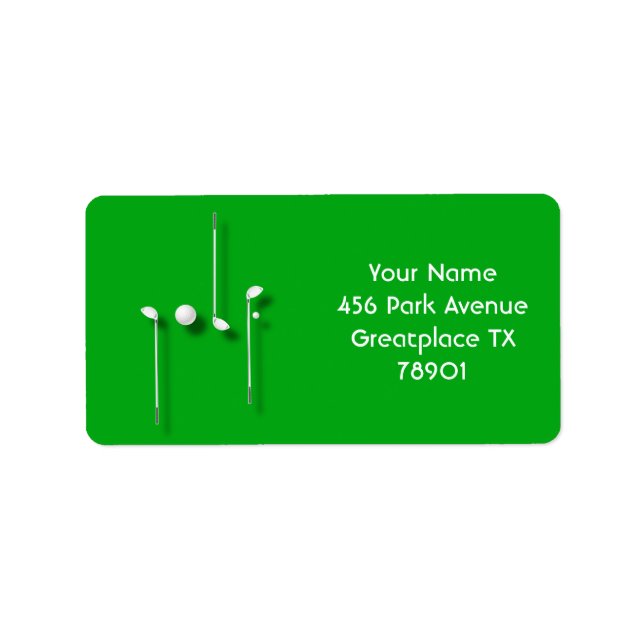 Golf Logo mit Golf Ball Clubs Birdie Eagle Golfer Adressaufkleber (Vorne)