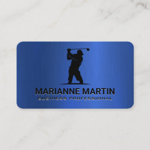 Golf-Logo Sportler Blau Metallic Visitenkarte
