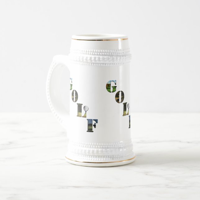 Golf-Logo und Golf-Ball Bierglas (Vorderseite Links)
