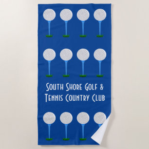 Golf Lover Balls & T-Shirts Blue Beach Handtuch