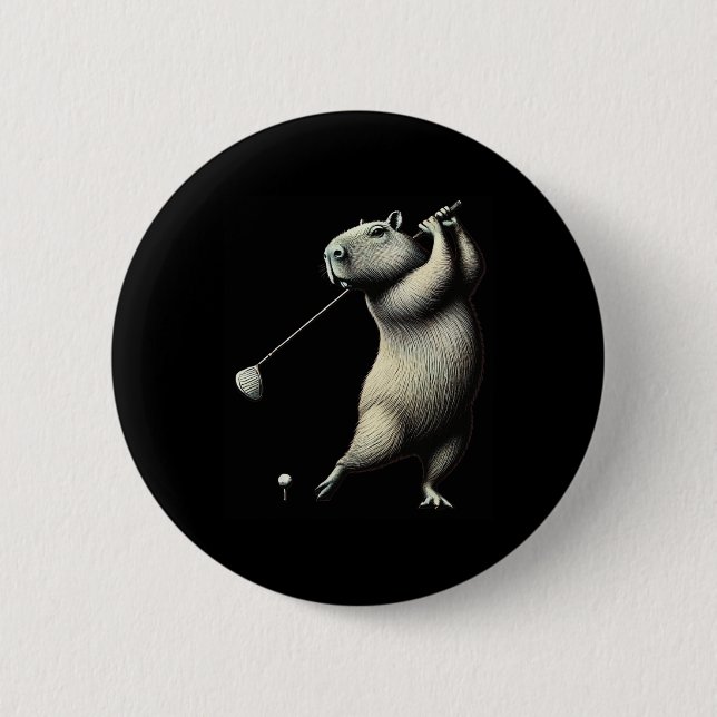 Golf Lover Crew Matching Vater Mama Capybara Button (Vorderseite)