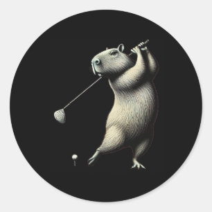 Golf Lover Crew Matching Vater Mama Capybara Runder Aufkleber