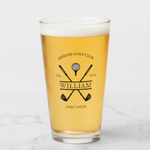 Golf Lover Cross Club Name Beer Glas