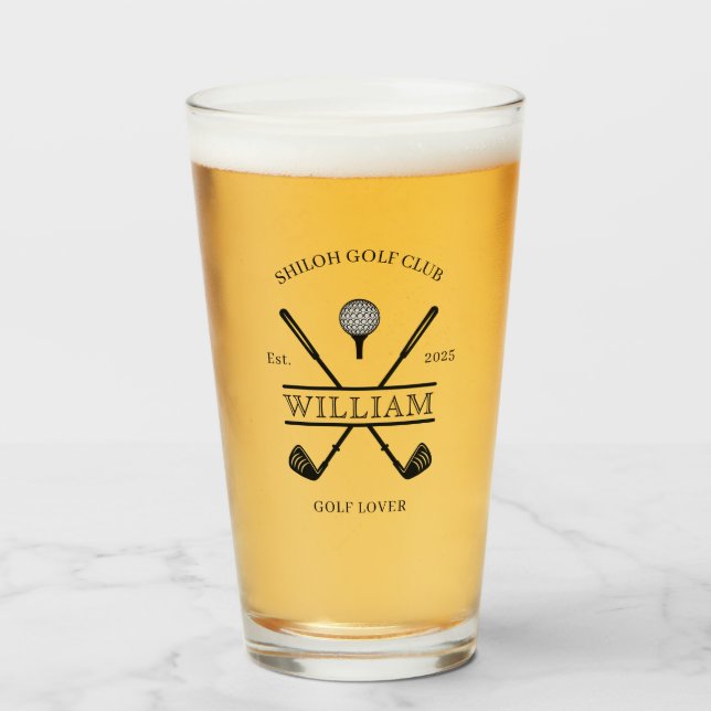 Golf Lover Cross Club Name Beer Glas (Vorne (Gefüllt))