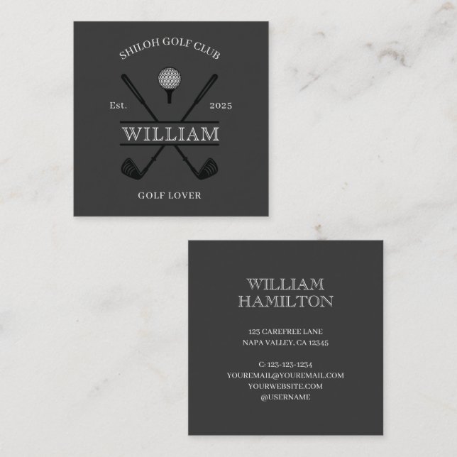 Golf Lover Cross Club Quadratische Visitenkarte (Vorne/Hinten)