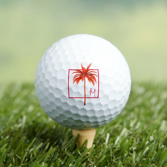 Golf Lover Palm Tree Moderne Rote Tropen Ursprünge Golfball (Insitu T-Shirt)