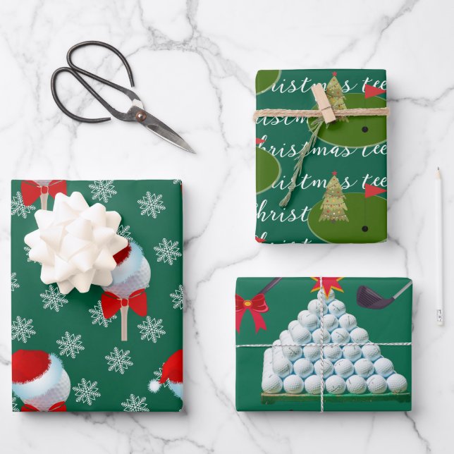 Golf Lover's fröhlicher Urlaub Geschenkpapier Set (Vorderseite)