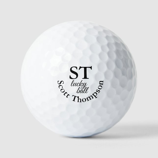 Golf Lucky Ball mit seinem Namen Black (Vorderseite)