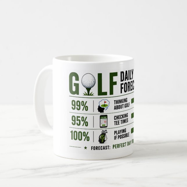 Golf lustiger Spruch Wettervorhersage  Kaffeetasse (Vorderseite Links)