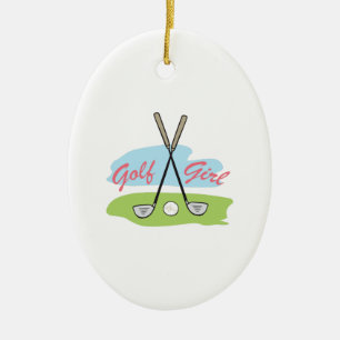 GOLF-MÄDCHEN KERAMIKORNAMENT