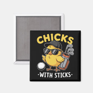 Golf-Mädchen mit Stöcken Golfclub Golfen Magnet