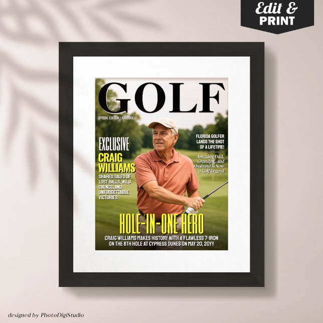 Golf Magazine Cover, Fun Golf Geschenk für Loch in Poster (Golf Magazine Cover, Fun Golf Gift for Hole in One Poster)