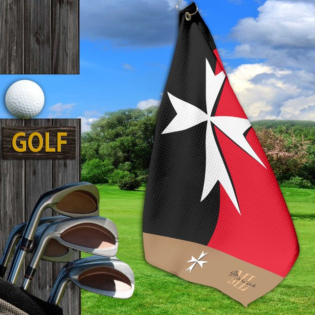 Golf Malta Flag, Malteser Cross mit Monogramm St J Golfhandtuch (Von Creator hochgeladen)
