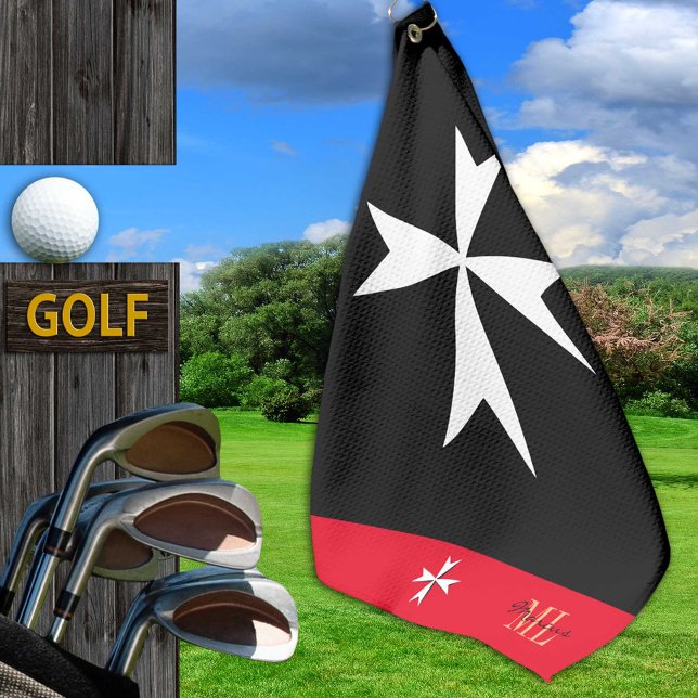 Golf Malta Flag, Malteser Cross mit Monogramm St J Golfhandtuch (Von Creator hochgeladen)