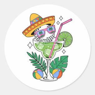 Golf Margarita Sombrero Tropical Funny Cinco De Ma Runder Aufkleber