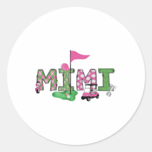 Golf Mimi Pink Hole in einem Golf 1. Geburtstagski Runder Aufkleber