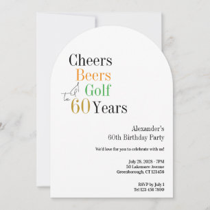 Golf Minimal 60. Geburtstag Cheers and Biere Einladung