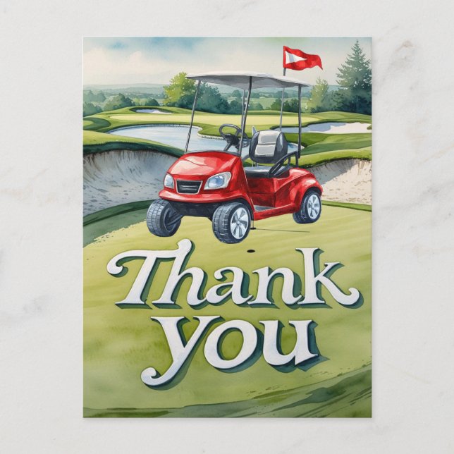 Golf mit Danke-Kurs Aquarell-Stil Postkarte (Vorderseite)