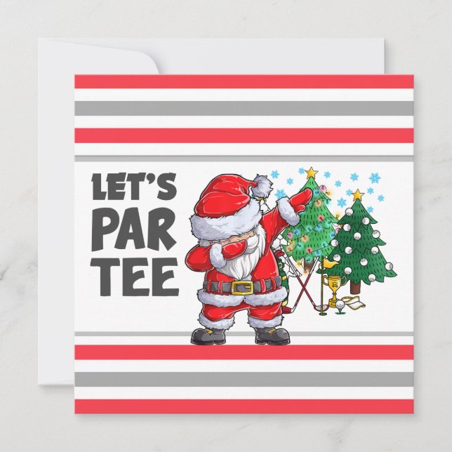 Golf mit dem Weihnachtsmann Let's Par T-Shirt Part Einladung (Vorderseite)