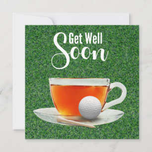 Golf Mit einer Tasse Tee auf Grün wird Golf bald g Karte