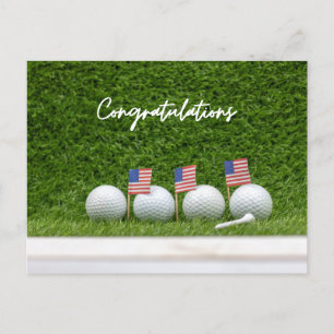 Golf mit Flagge der amerikanischen Glückwünsche  Postkarte