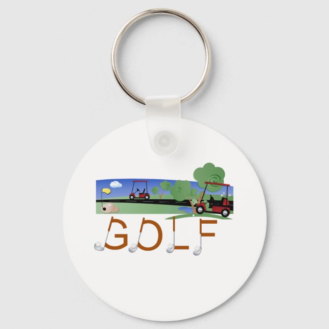 Golf mit Golfwagen Schlüsselanhänger (Vorderseite)