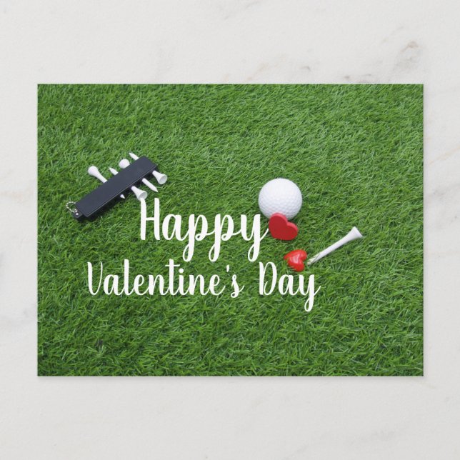 Golf mit Liebe auf der grünen Happy Valentine Day  Postkarte (Vorderseite)