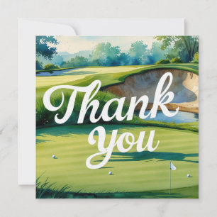 Golf mit Text auf dem Golfplatz Aquarellfarben Dankeskarte