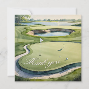 Golf mit Text auf dem Golfplatz Aquarellfarben Dankeskarte