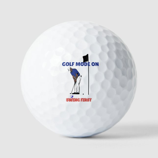 Golf Mode ON: Swing First | Funny Golfer Graphic T Golfball (Vorderseite)