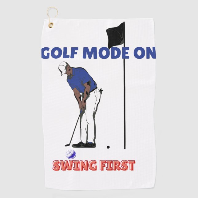 Golf Mode ON: Swing First | Funny Golfer Graphic T Golfhandtuch (Vorderseite)