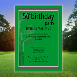 Golf Modern Corporate Green Black 50. Geburtstag Einladung