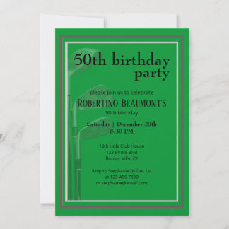 Golf Modern Corporate Grün Schwarz 50. Geburtstag Einladung