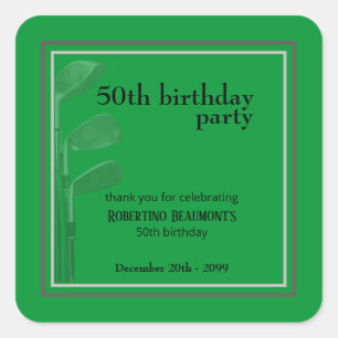 Golf Modern Corporate Grün Schwarz 50. Geburtstag  Quadratischer Aufkleber
