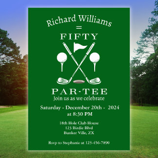 Golf Modern Emblem Clubs 50. Geburtstag Einladung