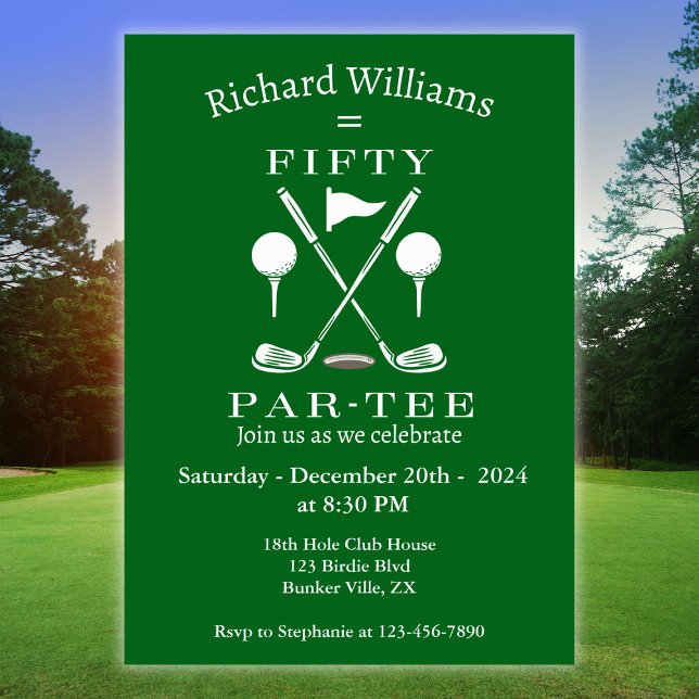 Golf Modern Emblem Clubs 50. Geburtstag Einladung (Von Creator hochgeladen)