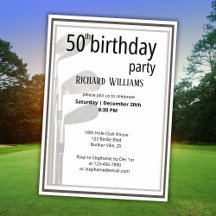 Golf Modern Schwarz-weiß Men's 50. Geburtstag