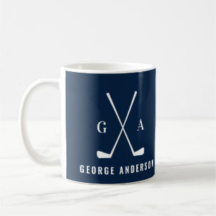 Golf moderne Typografie erste Monogramm Marine bla Kaffeetasse