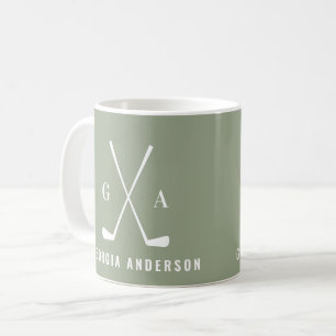 Golf Moderne Typografie Initialmonogramm Salbei gr Kaffeetasse