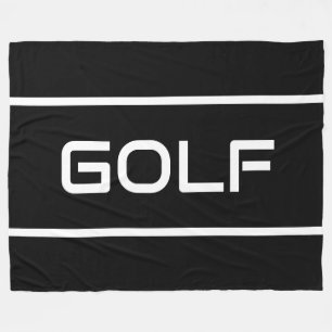 GOLF Moderne weiße Textstreifen auf kräftigem Schw Fleecedecke