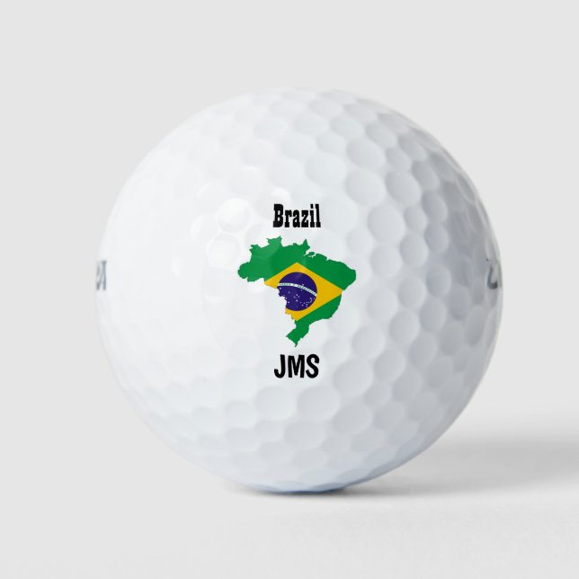 Golf Monogram Brasilien Flag Karte Golfball (Vorderseite)
