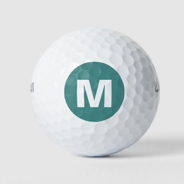 Golf Monogram Custom Initial Aquamarin & White Golfball (Vorderseite)