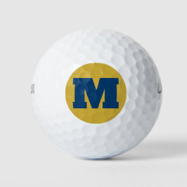 Golf Monogram Custom Initial Blue & Gold Golfball
